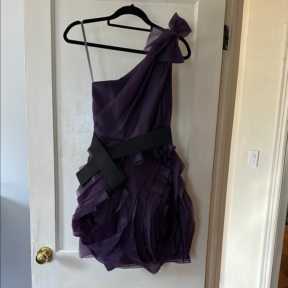 White by Vera Wang Elegant Purple One-Shoulder bridesmaid Dress